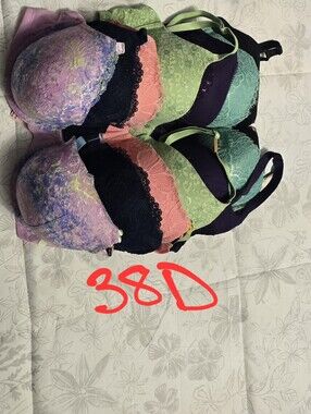 Victoria's Secret & PINK Mixed Bras Set in Pastel Tie-Dye, Coral, Mint, Black